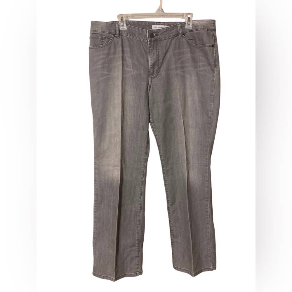 Chicos Platinum Denim Jeans Woman’s 3 XL 16 Pants Straight Leg Comfort